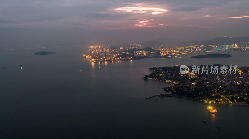 福建厦门城市夜景航拍