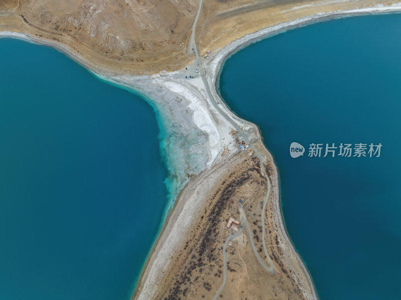 西藏山南羊卓雍措日托寺孤独寺庙高空航拍