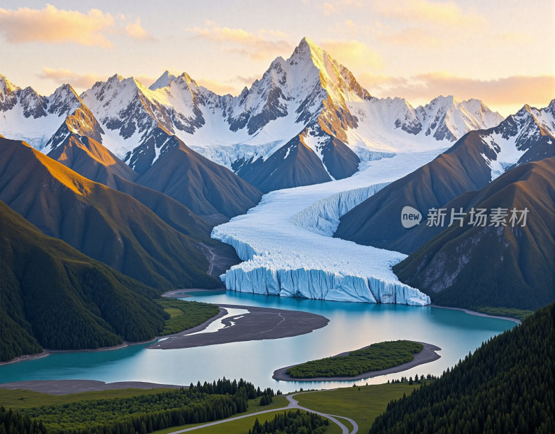 雪山冰川湖泊自然风光