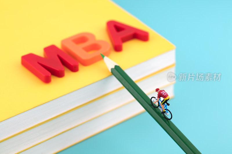 微缩摄影努力骑行奋斗获得MBA学位