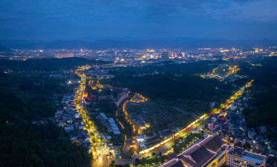 航拍浙江省台州市天台县城市风光