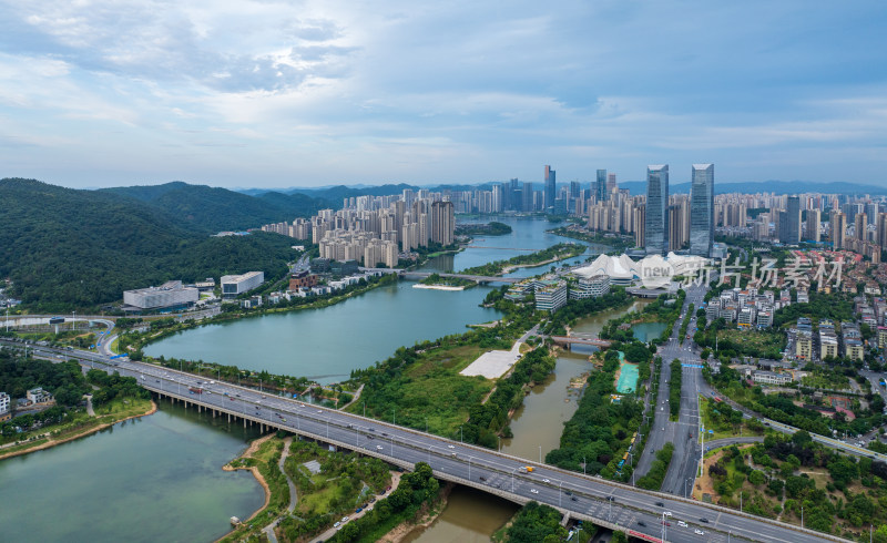 长沙梅溪湖国际新城航拍全景