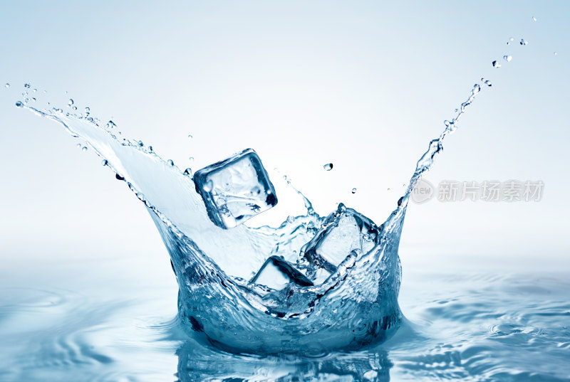 冰块入水溅起水花画面