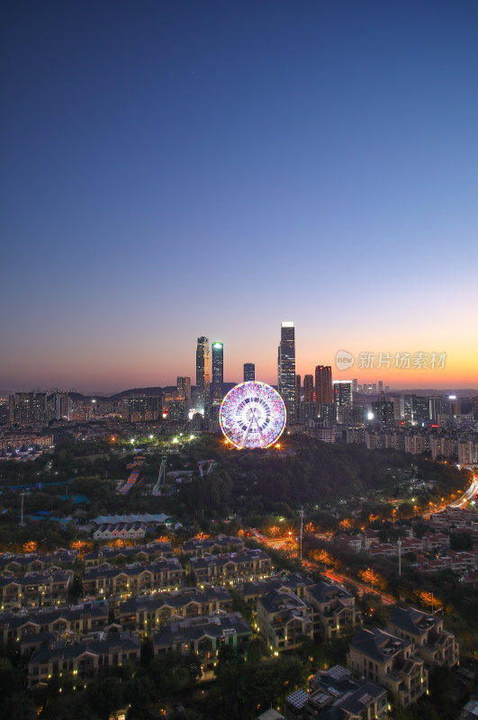 广西南宁东盟商务区城市风光建筑夜景