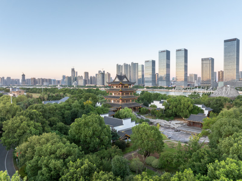 长沙橘子洲拱极楼江天暮雪景区