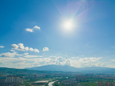 航拍西双版纳景洪市城市风光