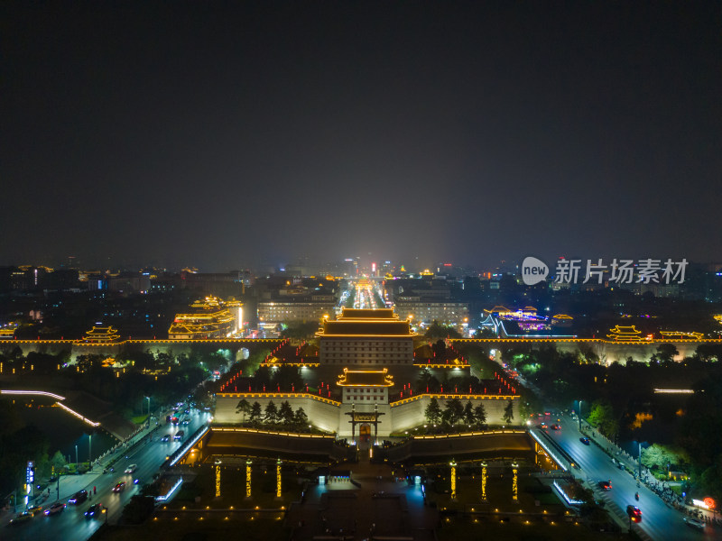 陕西西安永宁门夜景西安城墙夜景