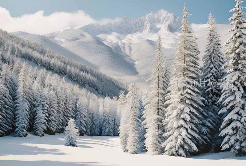 冬季森林白雪覆盖风景