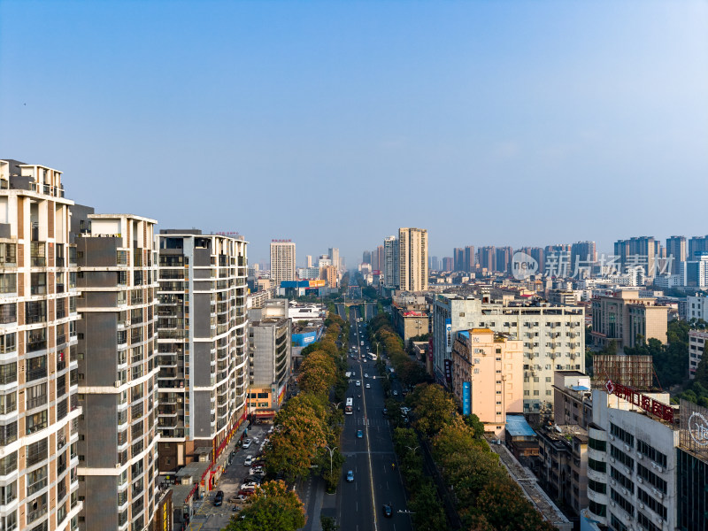 湖南岳阳巴陵中路风光航拍