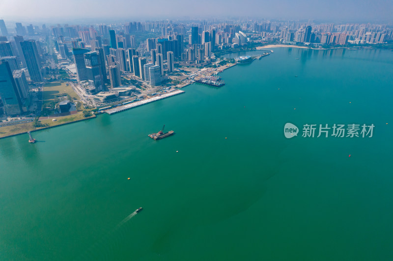 广东湛江广州湾高楼建筑航拍摄影图