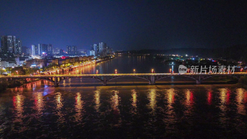 航拍四川乐山岷江一桥夜景