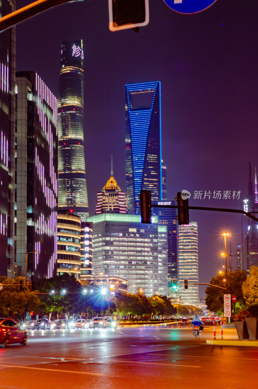 上海陆家嘴地标建筑城市夜景