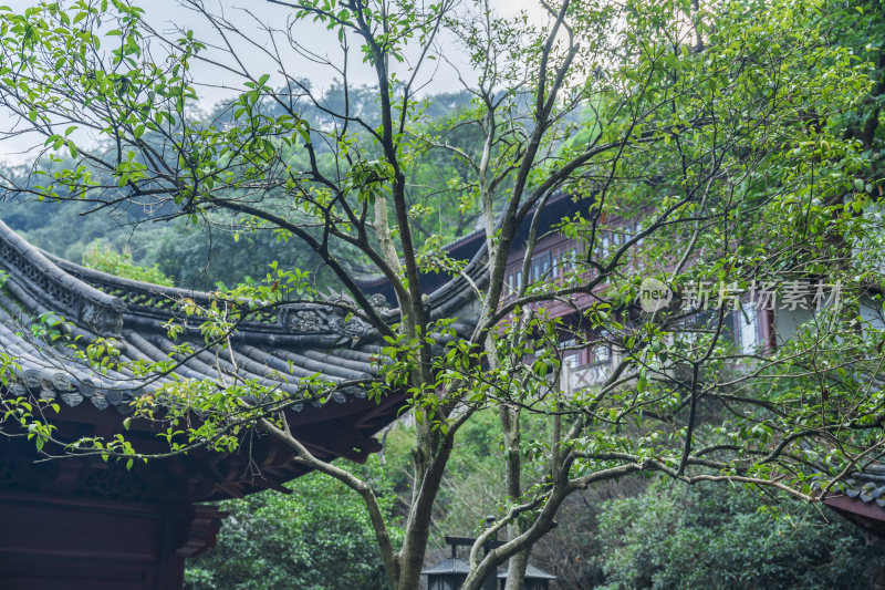 杭州飞来峰韬光寺古建筑风景