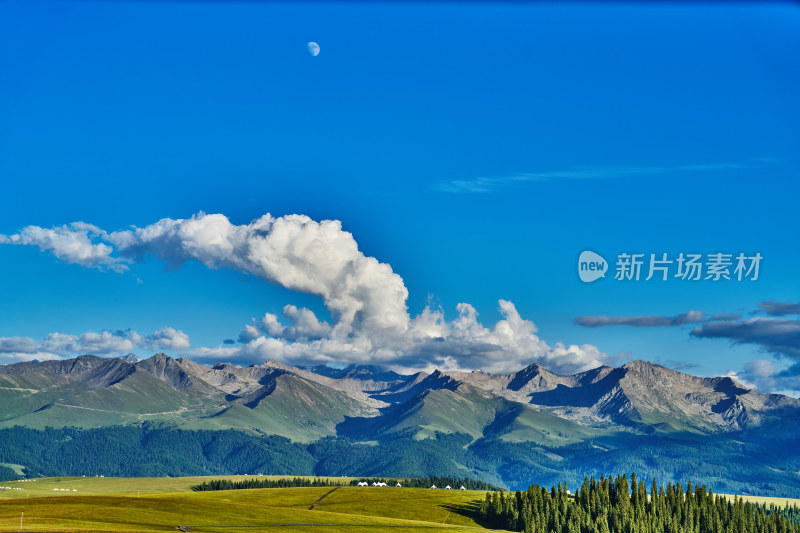 夕阳下的喀拉峻草原