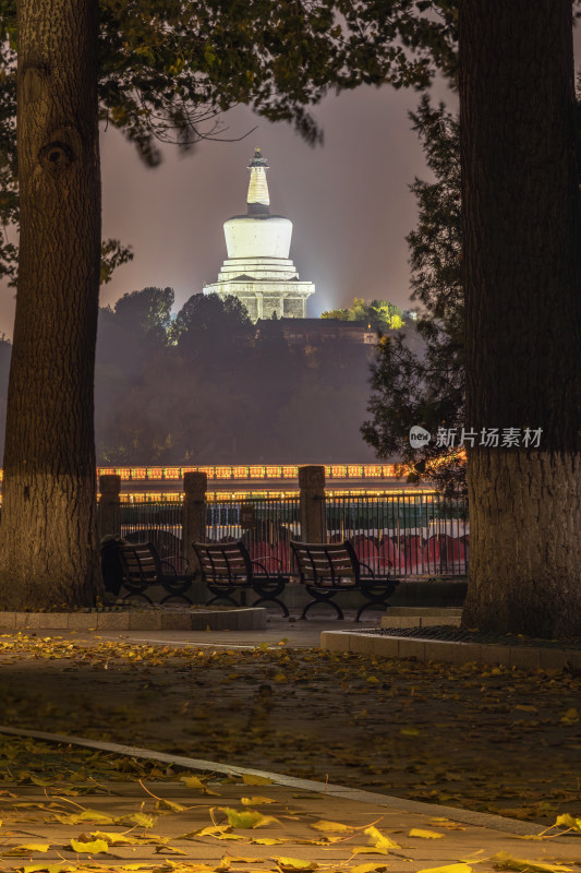 中国北京市北海公园秋色