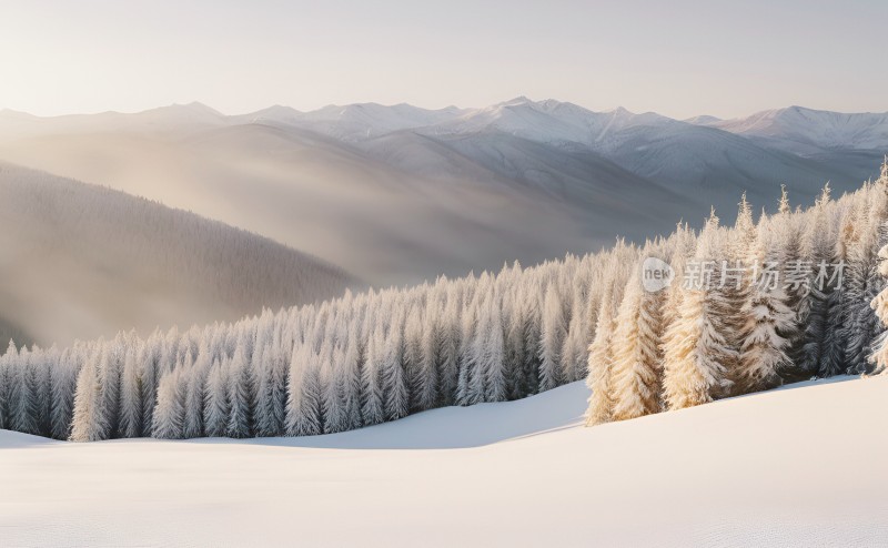 冬季森林白雪覆盖风景