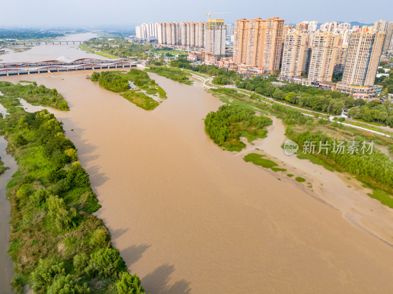 德阳绵远河两岸航拍图