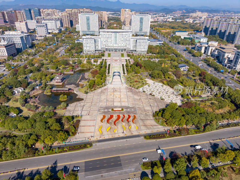 上饶市民广场周边建筑交通航拍图