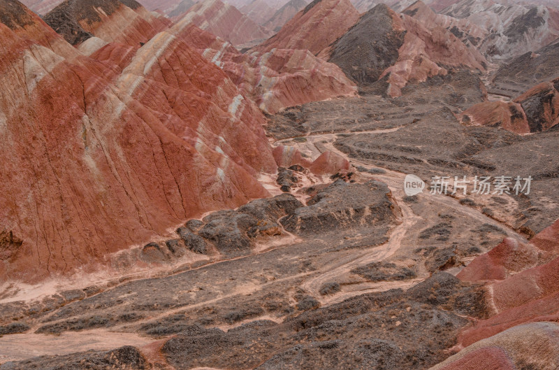 甘肃张掖七彩丹霞旅游景区多彩地质自然风光