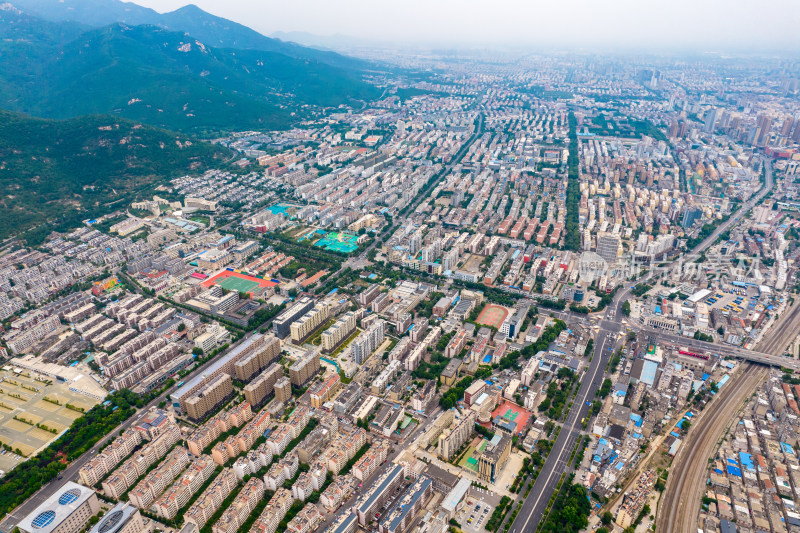 山东泰安城市建设航拍摄影图