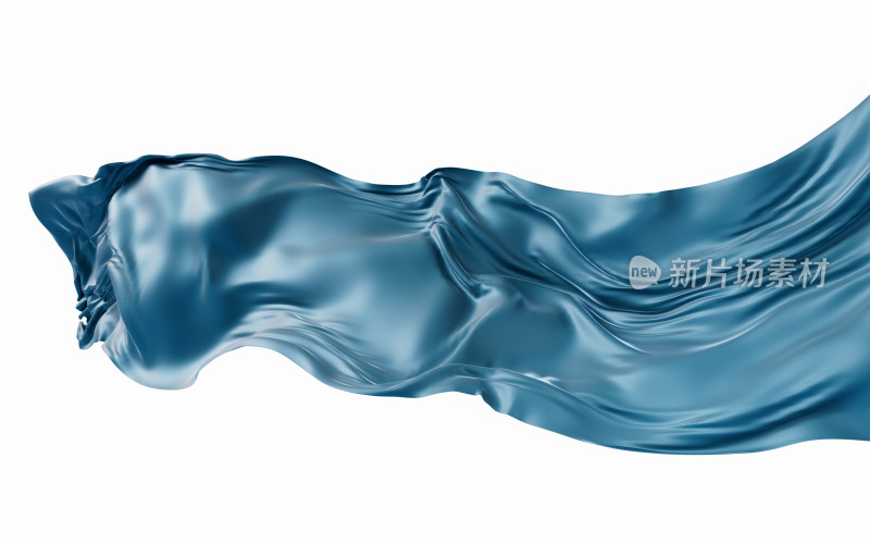 飘舞流动的蓝色布料3D渲染
