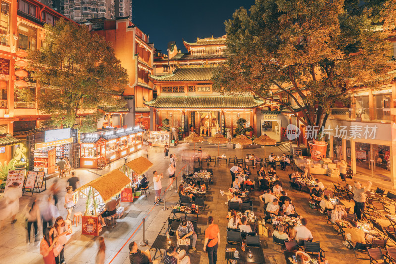 湖南长沙火宫殿-夜市餐饮人流