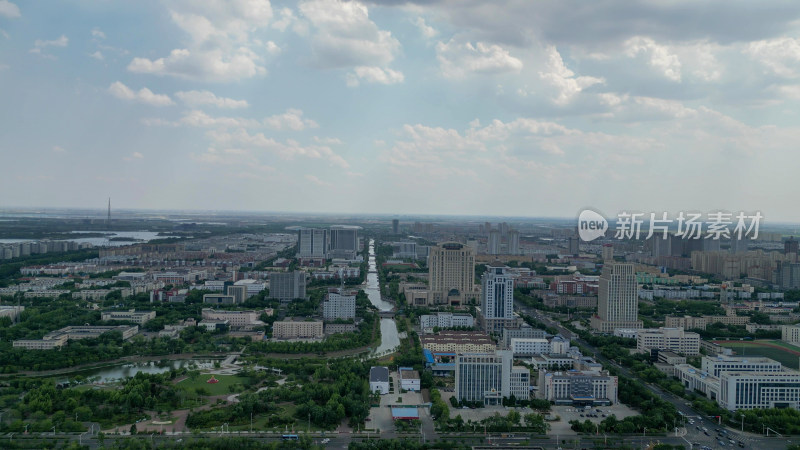 航拍山东东营城市建设