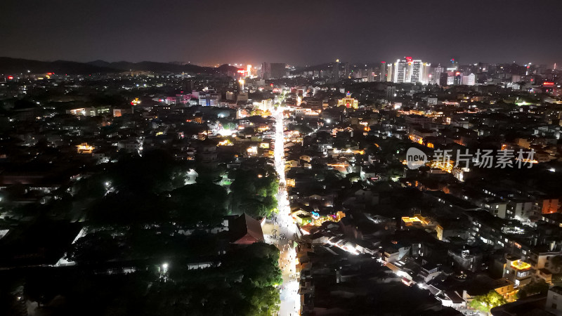 泉州古西街泉州古城夜景航拍图