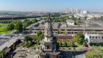 航拍河北石家庄正定临济寺澄灵塔