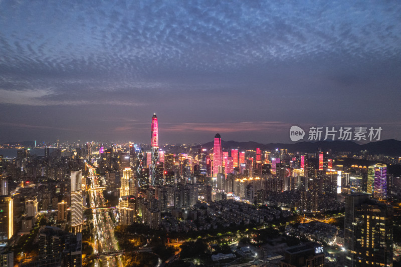 深圳市福田中心区夜景航拍