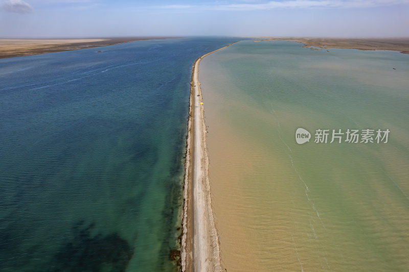 青海西台吉乃尔湖双色湖高空航拍