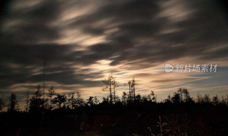 大兴安岭森林月光夜云飘渺