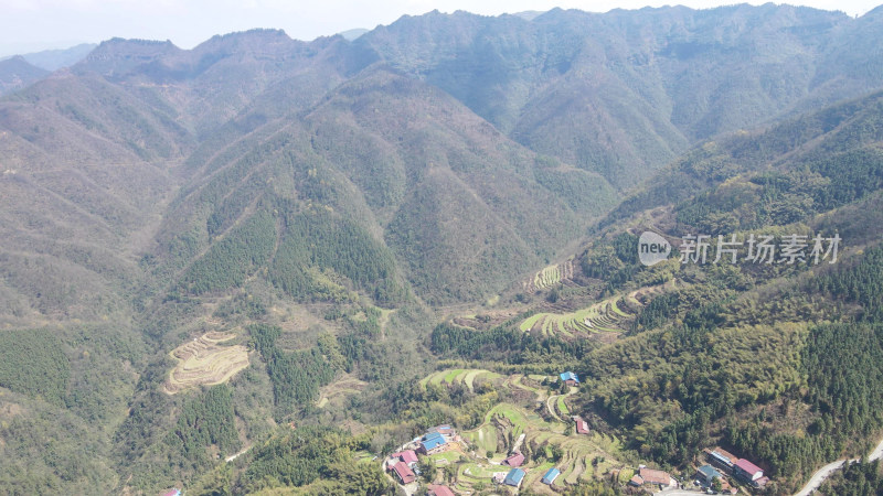 航拍巍峨大山盘山公路