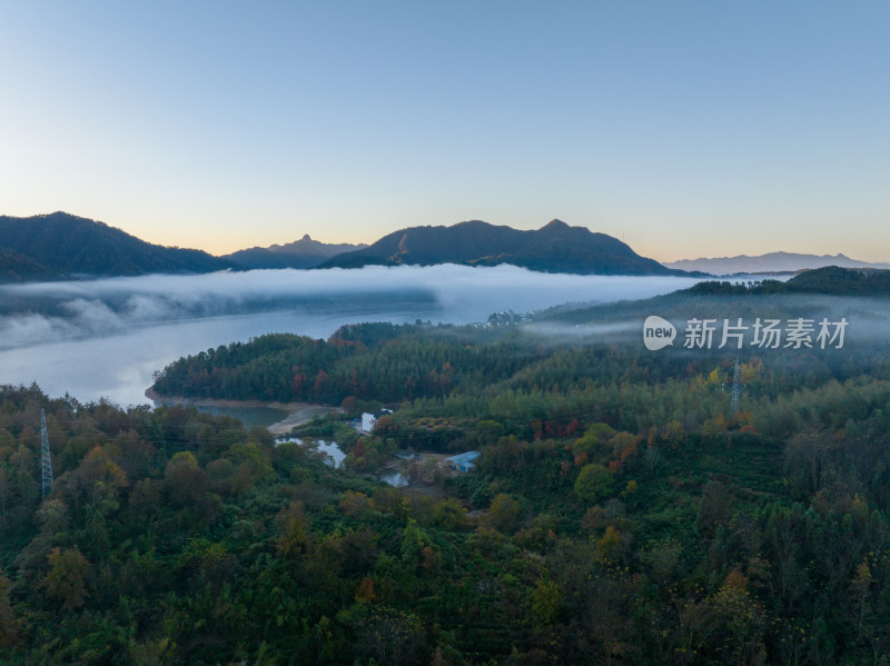 徽州黄山黟县皖南徽派建筑秋色奇墅湖仙境