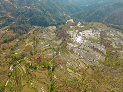 航拍红河州元阳梯田自然风光