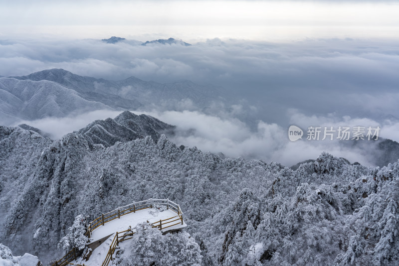 山川大雪云海航拍风景观景台