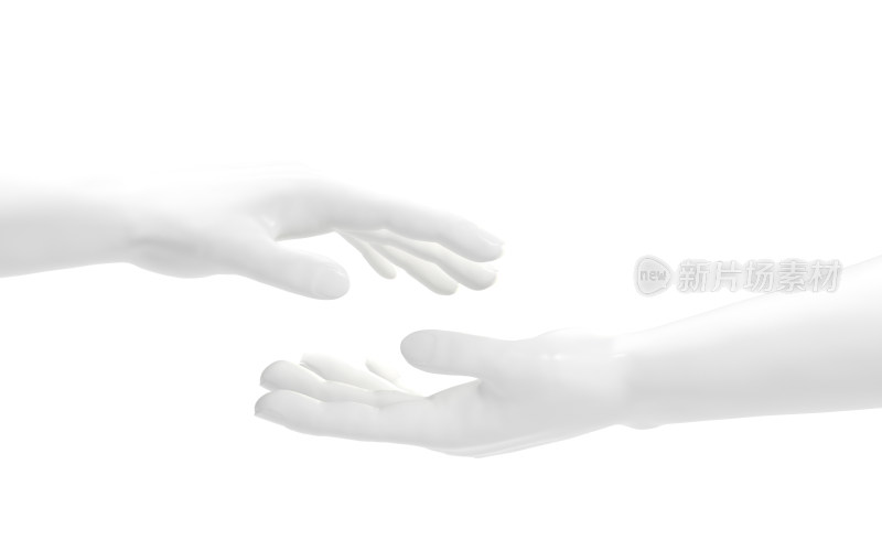白色背景下的手臂雕塑 3D渲染