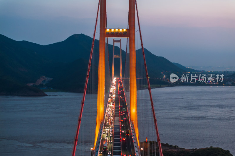 西堠门大桥夜景 舟山 跨海大桥 桥梁