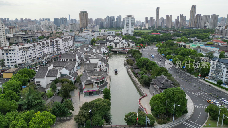 航拍江苏无锡南禅寺步行街