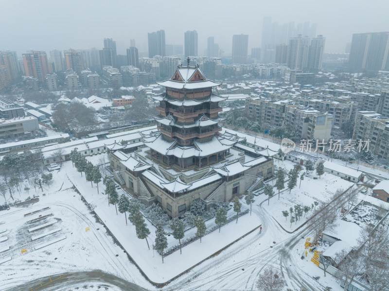 武汉归元禅寺雪景景观