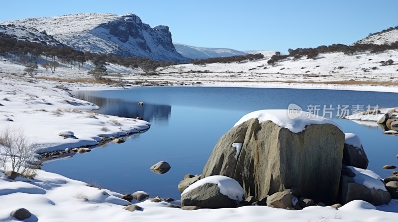 冬季唯美雪景雪山海报背景配图高清摄影图