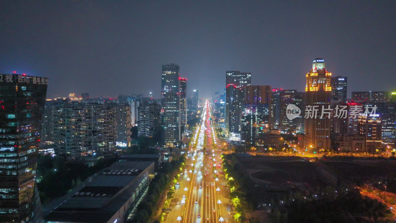 成都天府新城成都CBD天府大道夜景摄影图