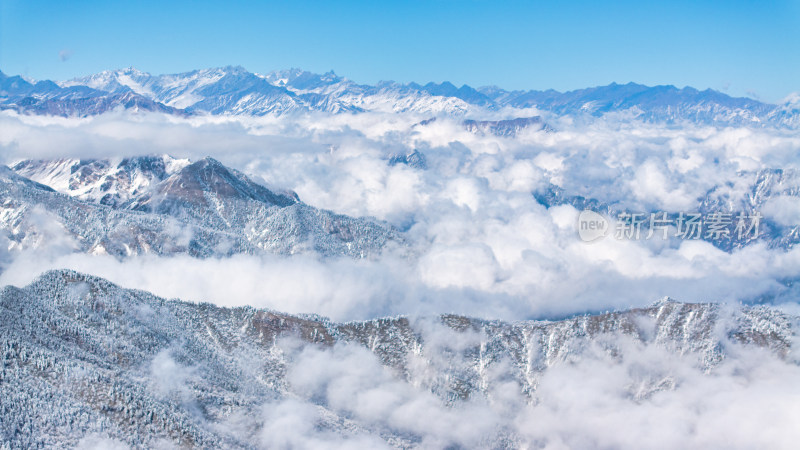 冬季成都西岭雪山景区综合航拍