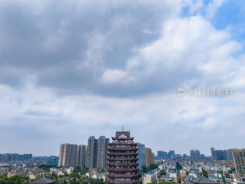 眉山远景楼天空风景航拍图