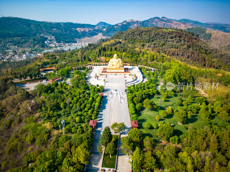 云南红河州弥勒市锦屏山4a景区航拍摄影图