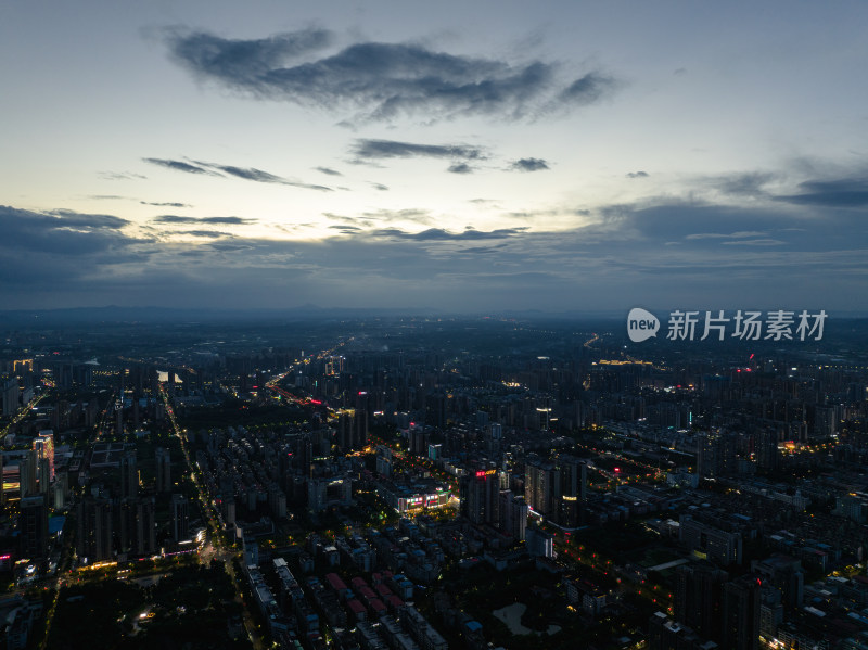 日落蓝调晚霞 航拍湖南衡阳开发区 城市风光