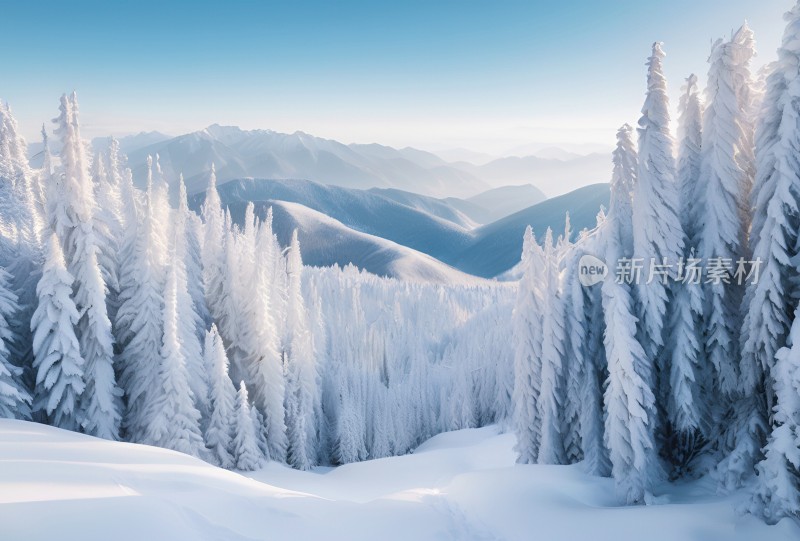 冬季森林白雪覆盖风景