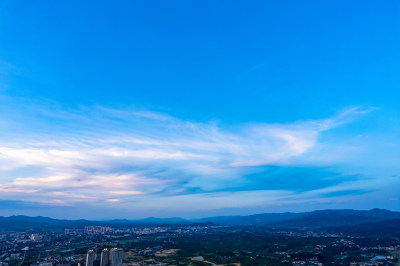 怀化晚霞夜幕降临航拍图