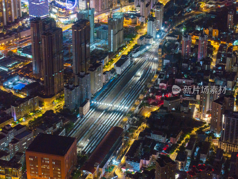 航拍上海现代都市摩天大楼陆家嘴外滩夜景