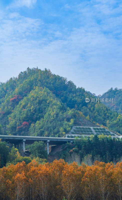 河南洛阳白云山，穿过山间的桥梁